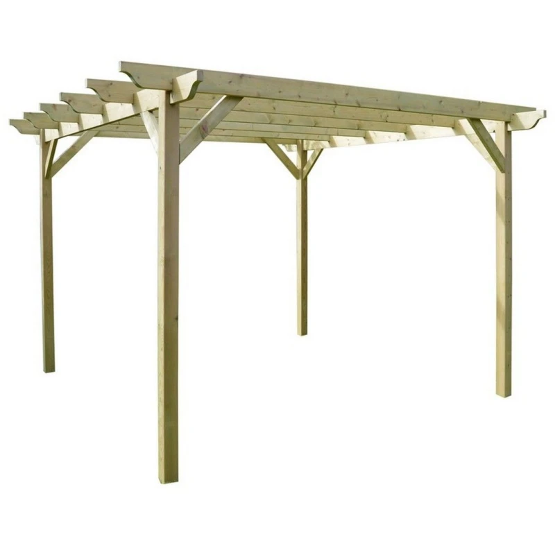 Image of Rutland County Garden Furniture Ltd Garden Pergola - Wood - L480 x W480 x H270cm - Rustic Brown in Light Green Light Green Unisex