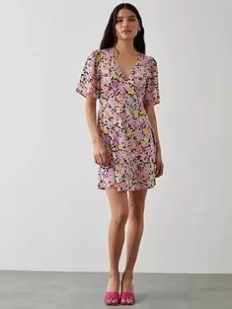 Image of Dorothy Perkins Floral Mini Dress - Pink, Size 16, Women