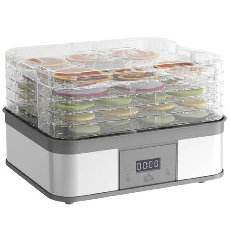 Image of HOMCOM 5 Tier Food Dehydrator, 245W For Drying Fruit, Meat, Vegetable, White 800-142V70WT
