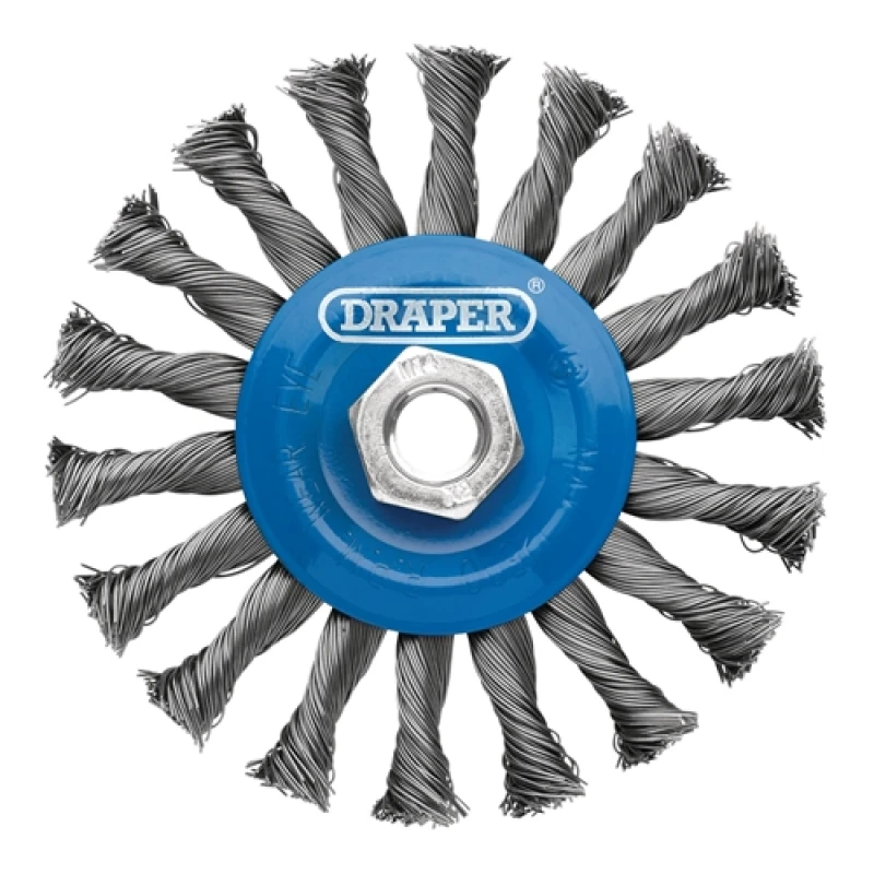 Image of Draper Steel Twist-Knot Flat Wire Wheel Brush, 115mm, M14 8058
