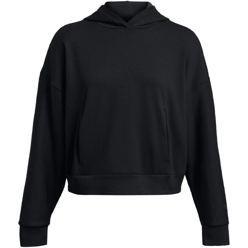 Image of Under Armour Womens Journey Rib Over the Head Performance Hoodie Black female 8 (XS)