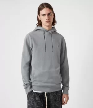 Image of AllSaints Mens Raven Pullover Hoodie, Gothic Grey, Size: S