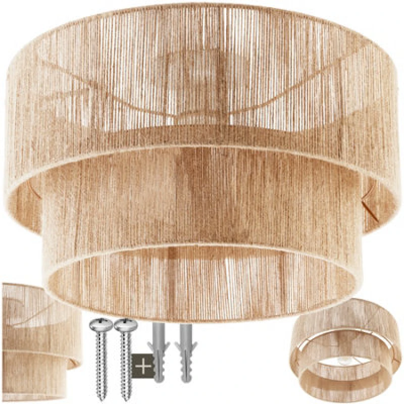 Image of Charnwood Ceiling Light Lignea Lux - Made Of Jute In Boho Style 45 X 27.5cm - Brown