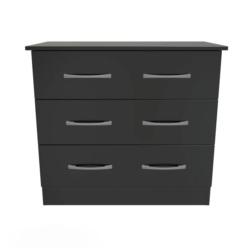 Image of Ready Assembled 2 U Hampshire 3 Drawer Chest (Ready Assembled) in Black Unisex