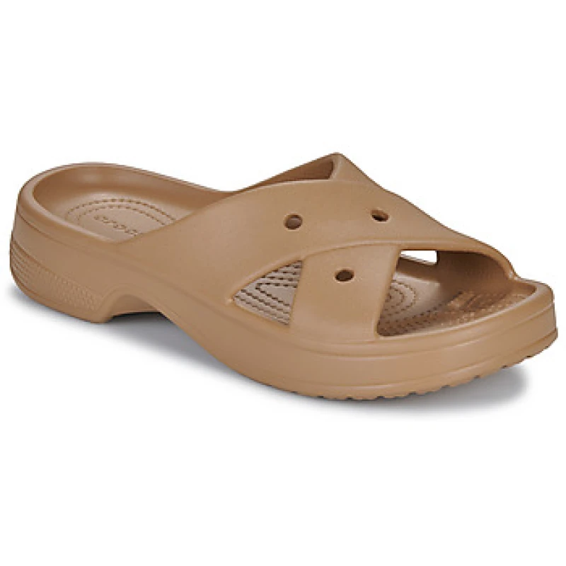 Image of Crocs Women Classic Cross Strap Slides Milk Chocolate 4