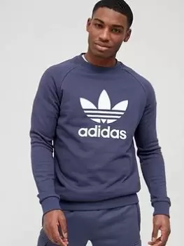 Image of adidas Originals Trefoil Crew Sweatshirt - Navy/White Size XS Men