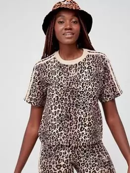 Image of adidas Originals Animal Printed T-Shirt - Brown, Size 8, Women