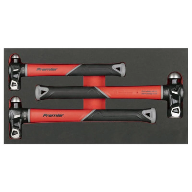 Image of Sealey Premier 3 Piece Fibreglass Shaft Ball Pein Hammer Set AK2033
