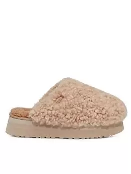Image of UGG Maxi Curly Platform Slippers - Sand, Size 5, Women