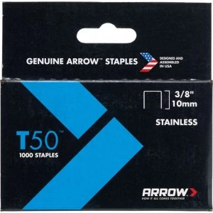 Image of Arrow T50 Stainless Steel Staples 10mm Pack of 1000