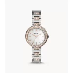 Image of Fossil Womens Karli Three-Hand Two-Tone Stainless Steel Watch - 2T Silver/Rose