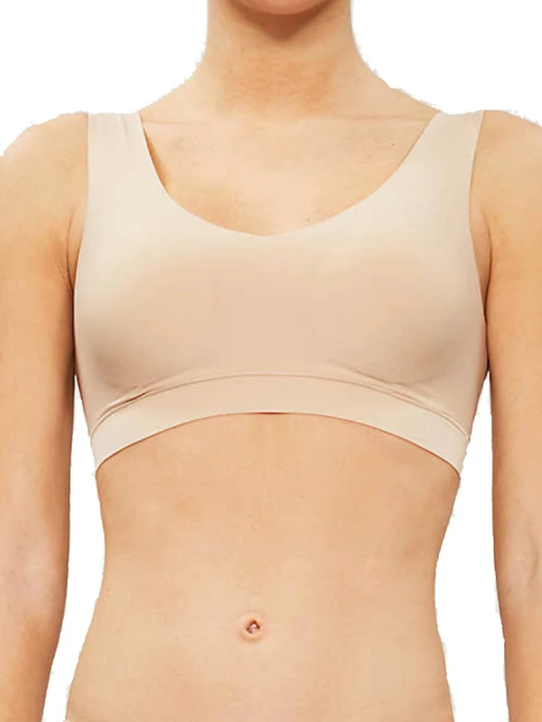 Image of Chantelle Womens SoftStretch V-Neck Padded Crop Top in Nude Size: 8-10 Nude Female 8-10
