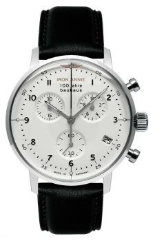 Image of Iron Annie Bauhaus Chrono White Dial Black Leather Watch