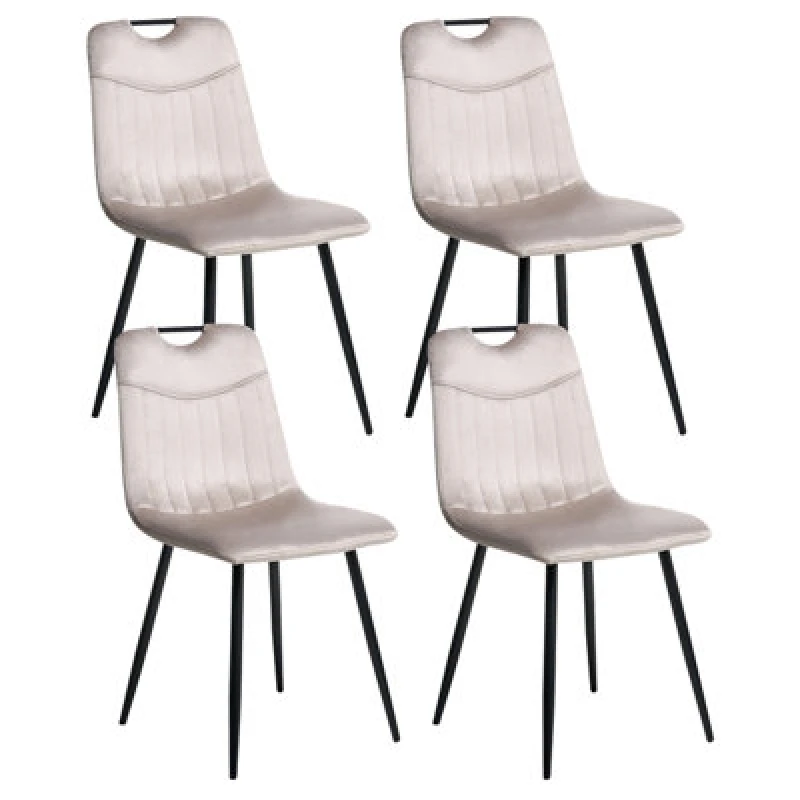 Image of Beliani Set Of 4 Dining Chairs Argyle Velvet Taupe