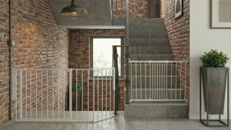 Image of Safetots Solution For Up And Down Staircases, White, Multi Panels, Up To 135Cm, And, Screw Fit Gate, 67Cm - 105.5Cm