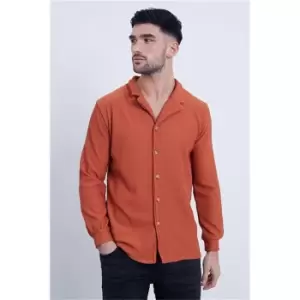 Image of I Saw It First Rust Ribbed Long Sleeve Shirt - Orange