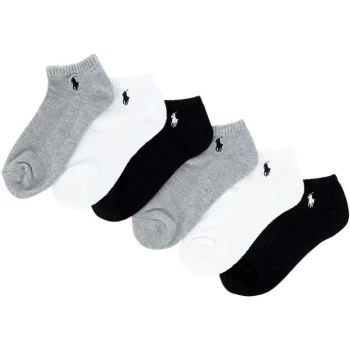 Image of Polo Ralph Lauren Black multi 6 per pack trainer sock - Multi-Coloured