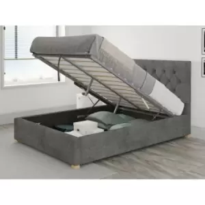 Image of Olivier Ottoman Upholstered Bed, Kimiyo Linen, Granite - Ottoman Bed Size Small Double (120x190)