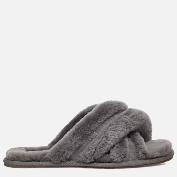 Image of UGG Womens Scuffita Sheepskin Slide Slippers - Charcoal - UK 8