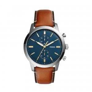 Image of Fossil Blue And Brown 'Townsman' Chronograph Watch - FS5279 - multicoloured