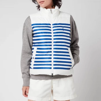Image of Polo Ralph Lauren Womens Down Filled Vest - White/Blue Stripe - M