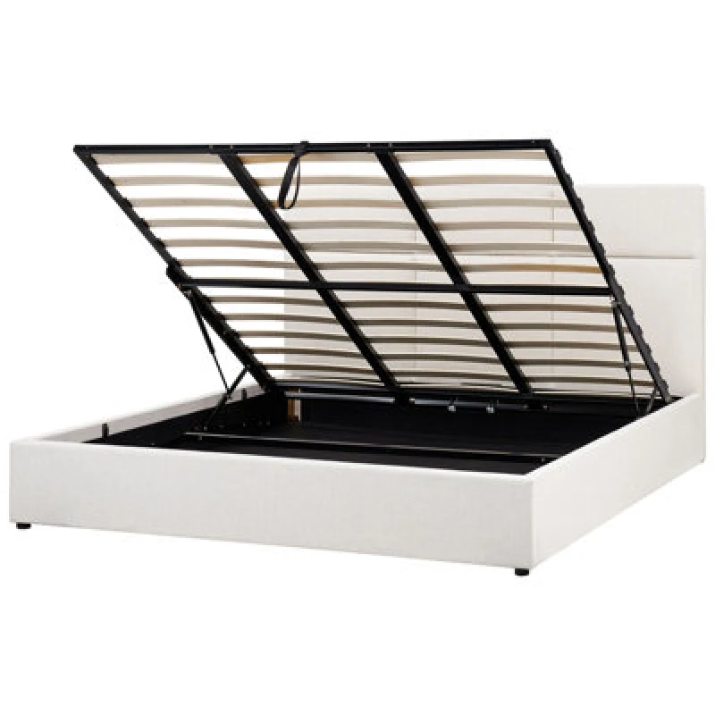 Image of Beliani Ottoman Bed Fabric Lagord 180 X 200 Cm (Eu Super King) Off-White