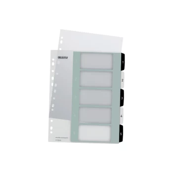 Image of WOW Printable Index, Polypropylene, extra wide. Black and White. 1-5 premium numerical tabs. A4 Maxi. Multicolour - Outer carton of 20