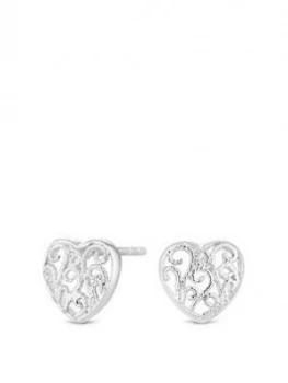 Image of Simply Silver Sterling Silver Mini Filigree Heart Stud Earrings