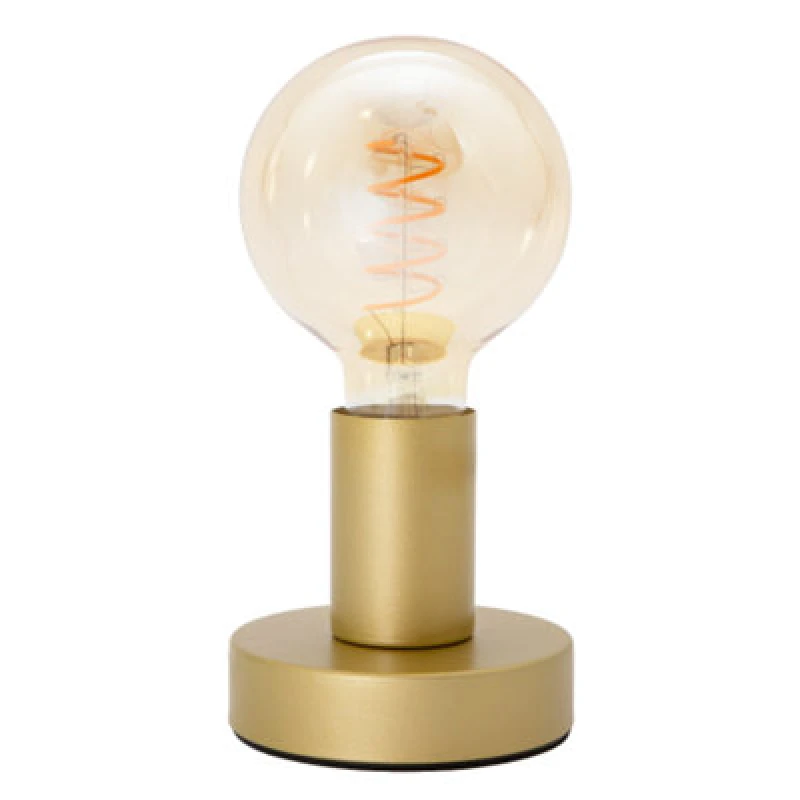 Image of Happy Homewares Satin Gold Bulb Holder Table Lamp To Showcase Vintage Filament Bulbs