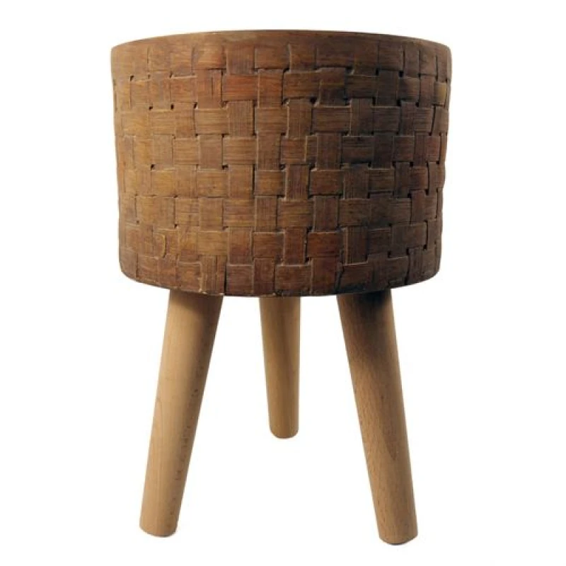 Image of Leaf 36cm x 25cm Woven Effect Composite Large Planter Dark Brown