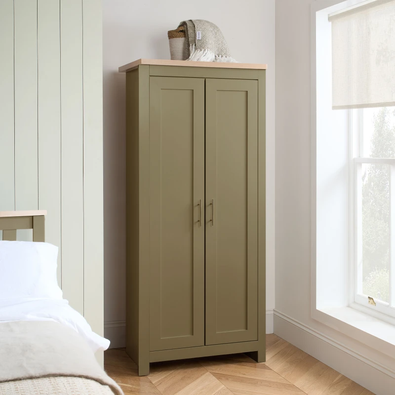 Image of Birlea 2 Door Wardrobe Olive Green Highgate & Oak Farmhouse Shabby Chic Olive Unisex