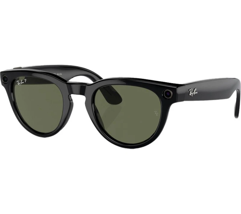 Image of RAY-BAN Meta Headliner (Standard) Smart Glasses - Shiny Black, Polarised G15 Green 8056597988391