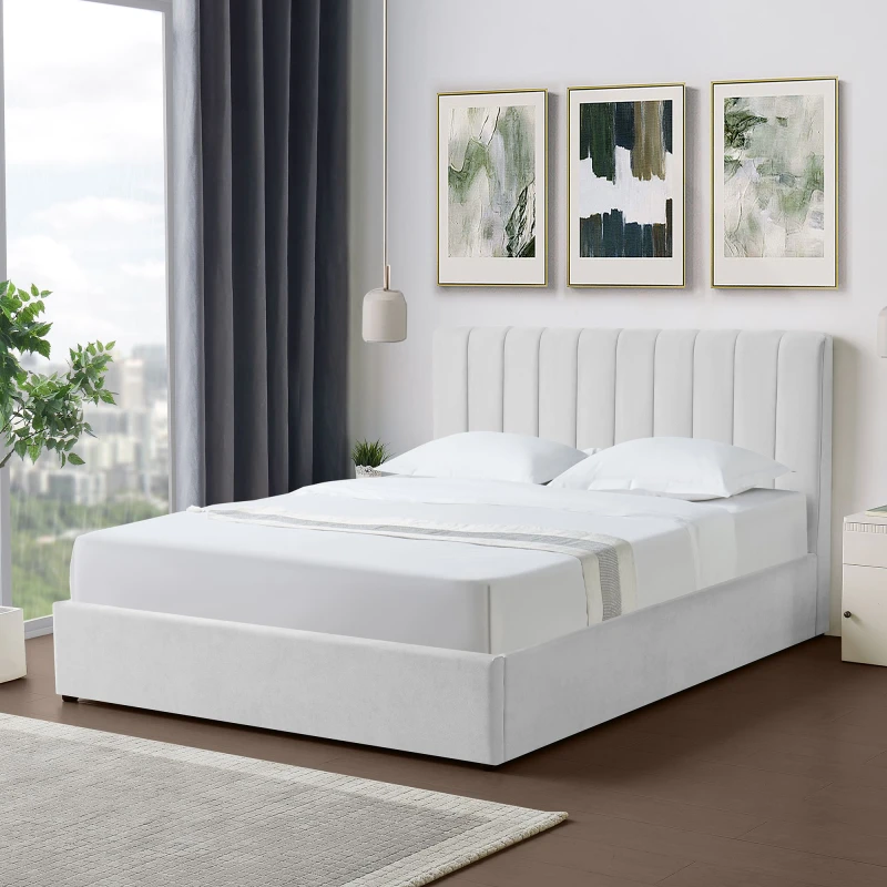 Image of Artemis Home Evelynne Fabric 150cm Kingsize Ottoman Bed Frame with Storage in Light Grey Size: King Light Grey Unisex King