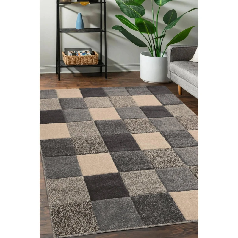 Image of Homemaker Newport Blocks Rug Grey Grey unisex 80x150cm