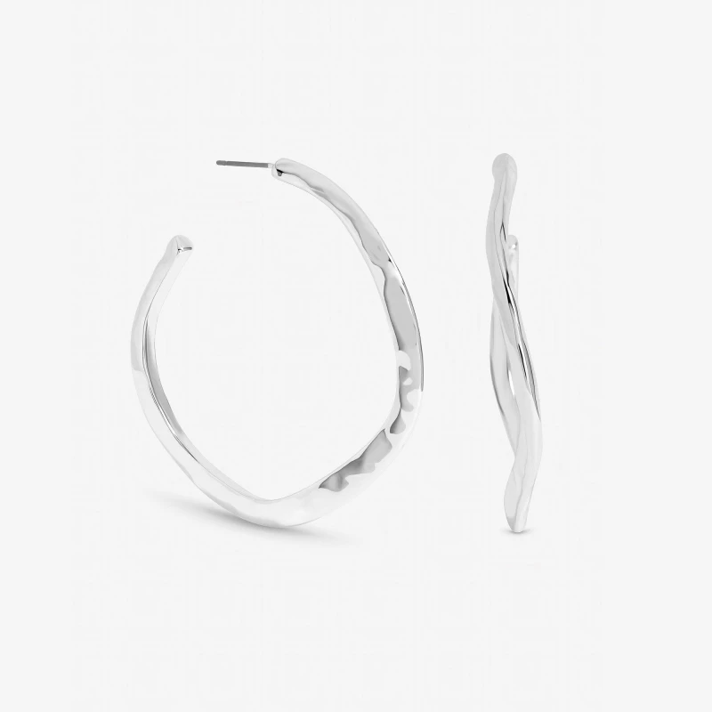 Image of Mood Silver Plated Large Molten Hoops Silver female One Size