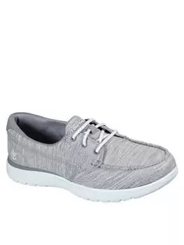 Image of Skechers On-the-go Flex Ashore Boat Shoes, Grey, Size 8, Women
