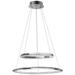 Image of Merano - Churchill Integrated LED Pendant Ceiling Light Chrome Aluminium, Crystal Adjustable LED 36W 1980Lm 3000K
