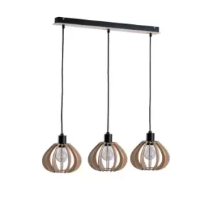 Image of Nicolet Bar Pendant Ceiling Light Black, 62cm, 3x E27