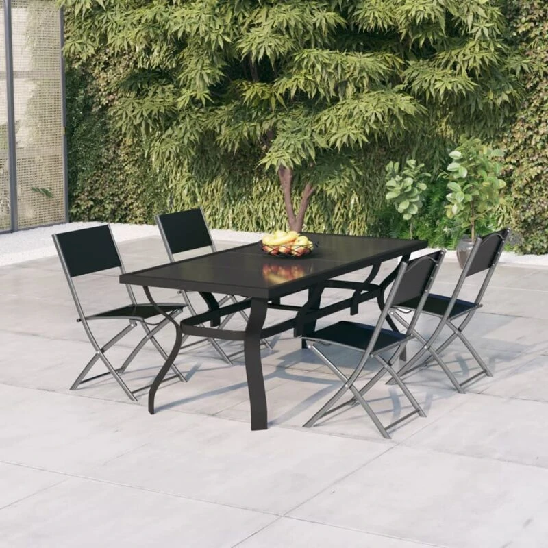 Image of VIDAXL 5 Piece Garden Dining Set Grey and Black Vidaxl 8720286980859