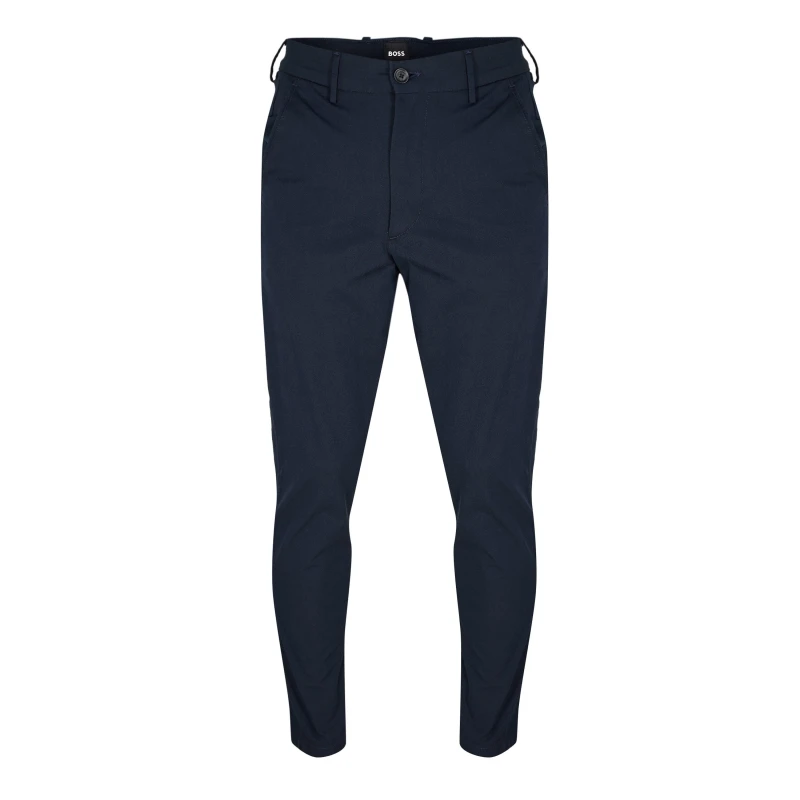 Image of Boss Mens Kane Zipped Straight Leg Trousers Dark Blue male 30W R