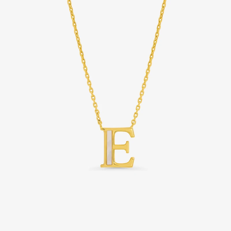 Image of Inicio 14K Gold Plated Pearl Initial Pendant - E Pendant Necklaces One Size Gold 71558610000