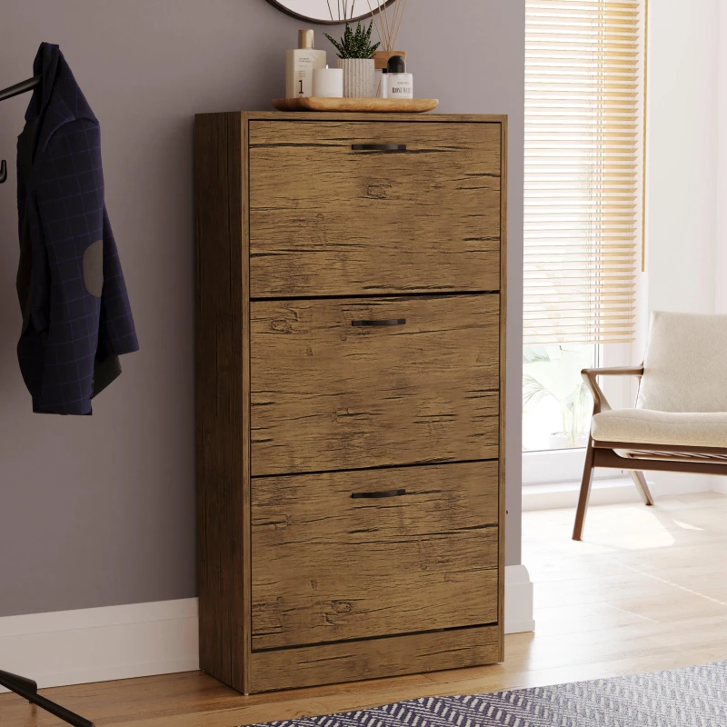 Image of Lassic Vida Designs 3 Drawer Shoe Cabinet Antique Brown unisex 3 Drawer