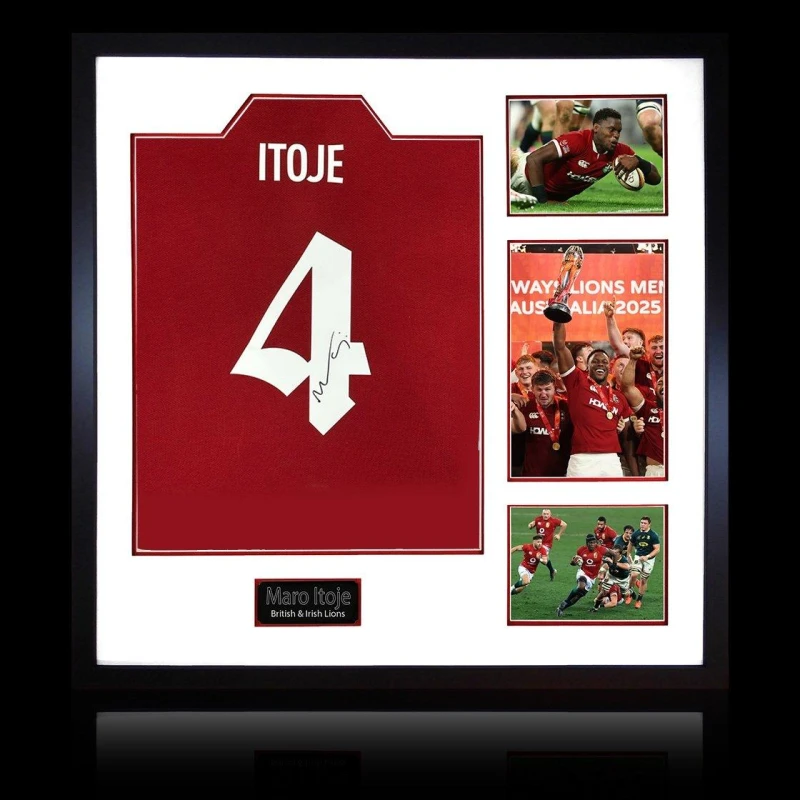 Image of The Fan Cave Maro Itoje Signed British & Irish Lions 2025 Shirt Red unisex 820x820mm