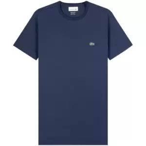 Image of Lacoste Mens Crew Neck Pima Cotton Jersey T-Shirt Size 2 - XS Navy Blue