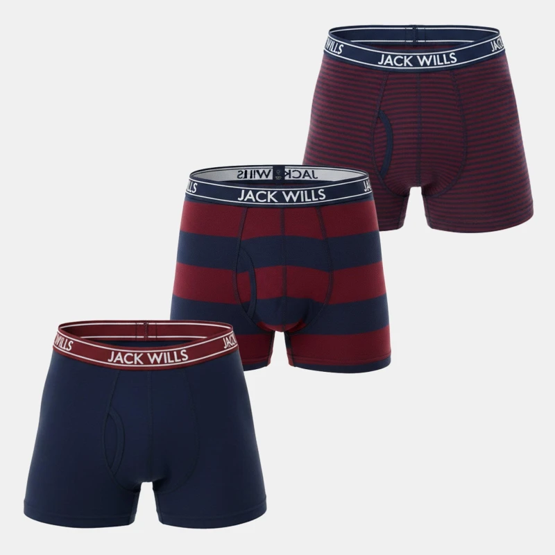 Image of Jack Wills Daundley Multipack Boxers 3 Pack Damson Stripe male Medium