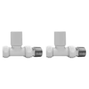 Image of White Round Straight Radiator Valves - For Pipework Which Comes From The Floor