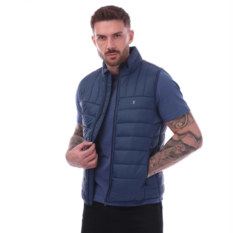 Image of Farah Arsenal Wadded Gilet Softshell Jackets S Blue 31627018350