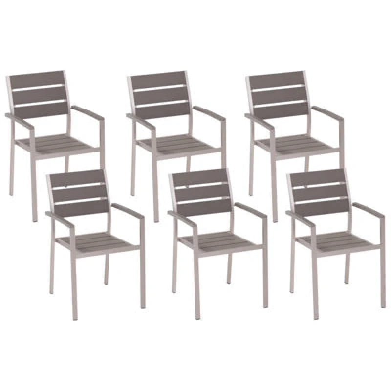Image of Beliani Set Of 6 Garden Chairs Vernio Grey