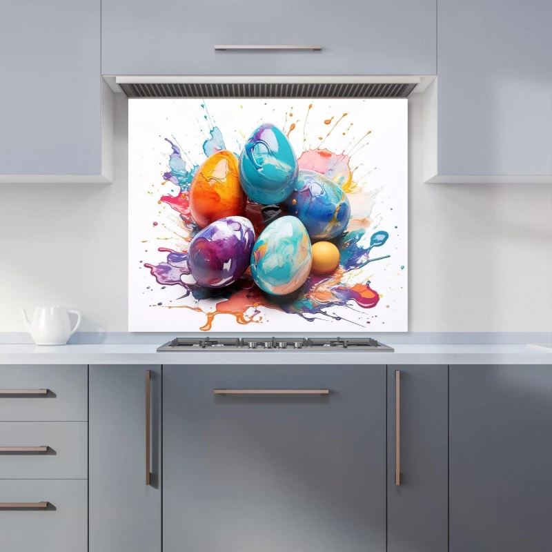 Image of Warren Reed - Designer Watercolor Easter eggs Kitchen Splashback Size: 900mm x 750mm Multicolor Unisex 900mm x 750mm