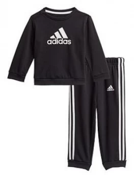 Image of Boys, adidas Unisex Infant I Badge Of Sport Jog Set - Black/White, Size 3-4 Years